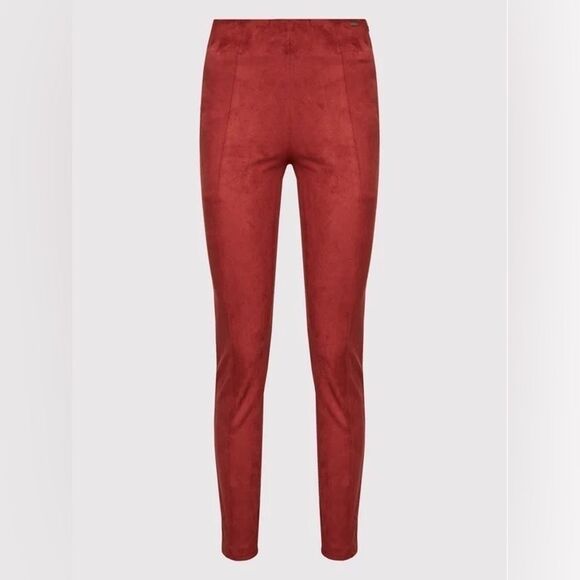 GUESS Women's Maya Faux Suede Leggings pants size L Bordeaux - Picture 3 of 15